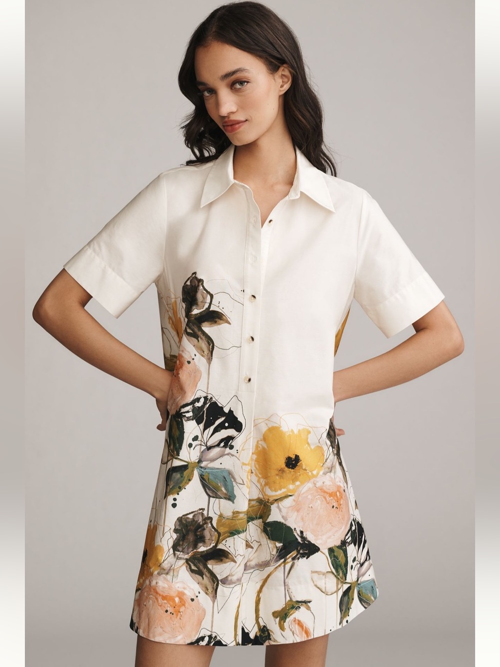 Anthropologie Leigh Viner Pollie Floral Swing Mini Dress NWOT Size L